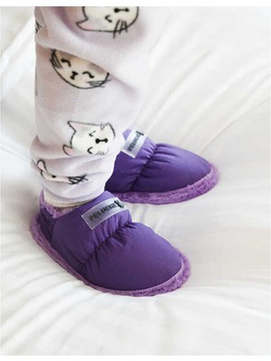 Peluche Purple Parachute Child Slipper Çocuk Günlük Ev Pandufu Par-Cmr Mor