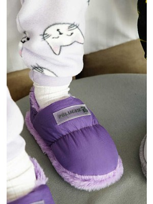 Peluche Purple Parachute Child Slipper Çocuk Günlük Ev Pandufu Par-Cmr Mor