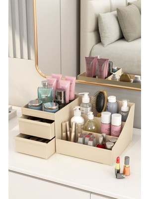 Tekno Trust Elegance Kozmetik ve Makyaj Düzenleme Kutusu - Organizer - Krem