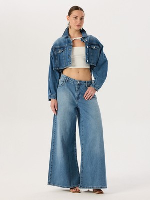 Oversize Jean Ceket - Mavi