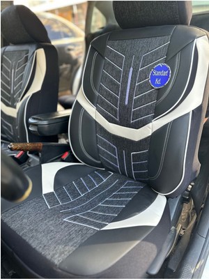 Toyota Proace City Araca Uygun Oto Koltuk Kılıfı Üniversal Keten ve Suni Deri Cepli Oto Koltuk Kılıf