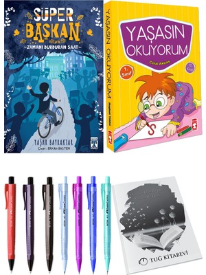 Yaşasın Okuyorum 10 Kitap ve Süper Başkan Zamanı Durduran Saat 2li Set