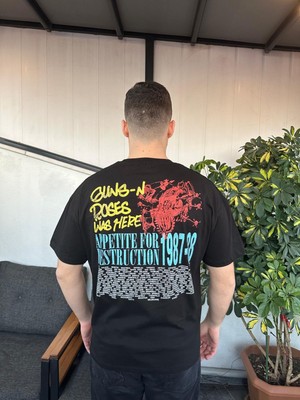 Kübra tekstil Erkek Guns N'roses Lisanslı Baskılı Kısa Kollu Bisiklet Yaka Rahat Kalıp Tişört/t-Shirt/tshirt