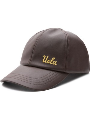 Ucla DAMIAN Kahve Baseball Cap Suni Deri Nakışlı - Unisex Şapka