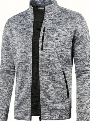 Ghassy Co. Erkek Kırçıllı Yüzey Hafif Rüzgar Geçirmez Tam Fermuarlı Polar Ceket