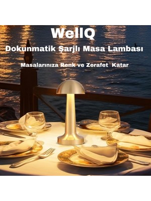 Wellq Şarjlı Dokunmatik Masa Lambası (Gold)