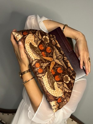 Jophiel Bahram - William Morris Design, Ahşap Burslu Kumaş Portföy Çanta, Clutch, El Çantası