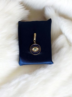 Asteria Jewelry Altın Zincir Mavi Göz Charm Kolye