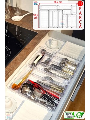Tekno Trust Yeni 11'li Set Modüler Organizer Mutfaklarda Çekmece Içi Kaşıklık