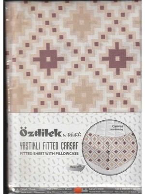 Özdilek Fitted Lastikli Çarşaf Seti Yastıklı Çarşaf  Pamuk Ranforce 100  x  200 Murdum Canvas
