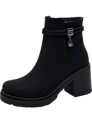 KAFKASLAR AYAKKABI Platfor Taban Yüksek Topuk Taşlı Fermuarlı Bayan Yarım Bot