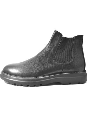 Onlo Ayakkabı MB.1091  Deri Siyah Lastikli Casual Erkek Bot