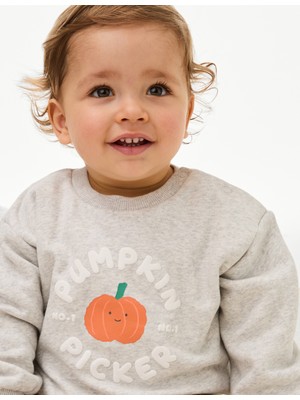 Balkabağı Desenli Halloween Sweatshirt (0-3 Yaş)