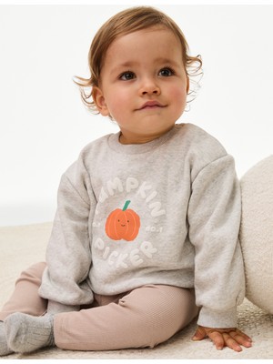 Balkabağı Desenli Halloween Sweatshirt (0-3 Yaş)