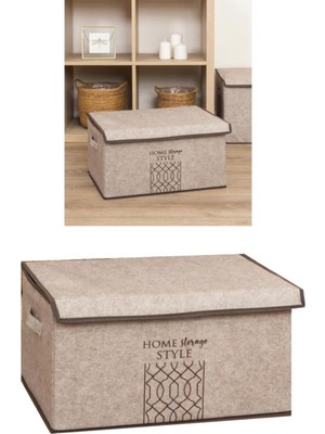 Tekno Trust Keçe Kapaklı Maxi Hurç Kutu, Çok Amaçlı Düzenleyici Kutu Organizer Sandık Maxi Boy 47X37X24 cm