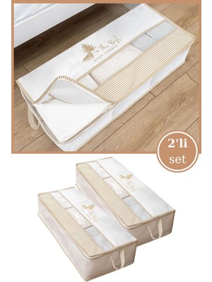 Tekno Trust 2 Adet Pencereli 3 Bölmeli Baza Hurç, Yatak Baza Altı Dolap Içi Düzenleyici 2’li Set (32X70X20CM)