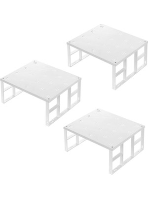 Tekno Trust Type 0 Dükkanönü Dolap Içi Düzenleyici Raf Tabak Bardak Rafı Metal Raf 3'lü Beyaz Mutfak Metal