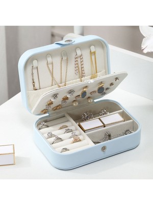 Tekno Trust Dikdörtgen Takı Kutusu 3 Bölmeli Mücevher Düzenleyici Yüzük Küpe Kolye Seyahat Organizeri