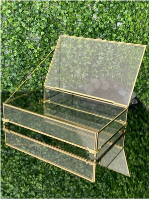 Tekno Trust Cam Kutu - Gold Çikolata Kutusu - Organizer - Makyaj Kutusu