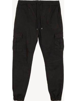 Mustang Lastikli Paça Siyah Erkek Kargo Pantolon M4WM-PNT-1401