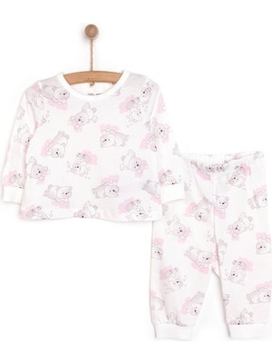 Hellobaby Kız Sevimli Ayı Desenli Uzun Kol Pijama Takımı