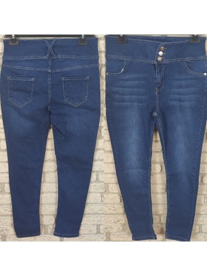 Yüksek Bel Likralı Jean Pantolon 90 cm