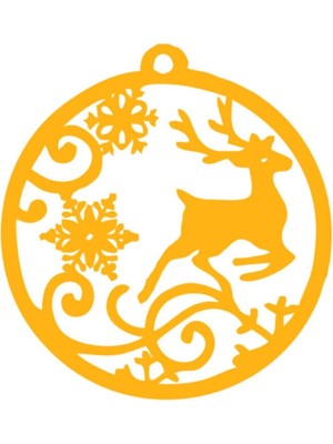 Tekno Trust Yılbaşı Süslemeleri Daire Içinde Geyik Süslemesi 100X100CM - Sarı