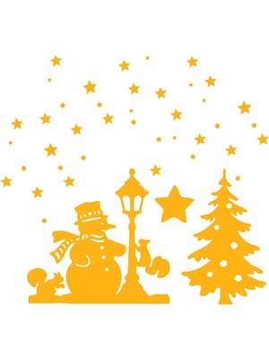 Tekno Trust Neşeli Kardan Adam Yıldızlar ve Kar Taneleri Yılbaşı Süslemeleri