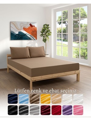 MODELHOME Kahverengi Lastikli Çift Kişilik Çarşaf Takımı (Pamuklu Nevresim Kumaşı, Yastık Kılıflı)