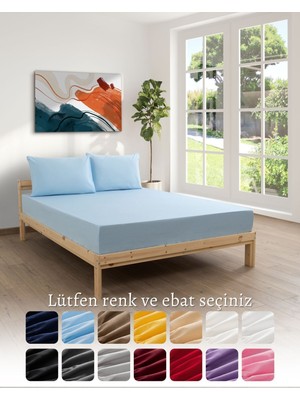 MODELHOME Mavi Renkli Lastikli Tek Kişilik Çarşaf Takımı (Pamuklu Nevresim Kumaşı, Yastık Kılıflı)