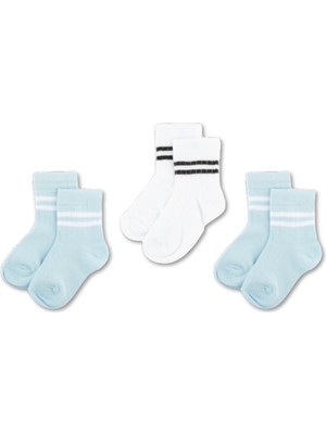 Novibaby 3'lü Pamuklu Çocuk Kolej Soket Çorap Bebek Unisex Kız Kadın Erkek Okul Çorabı, Beyaz Siyah Pembe