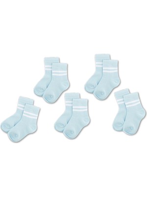Novibaby 5'li Pamuklu Çocuk Kolej Soket Çorap Bebek Unisex Kız Kadın Erkek Okul Çorabı, Beyaz Siyah Pembe