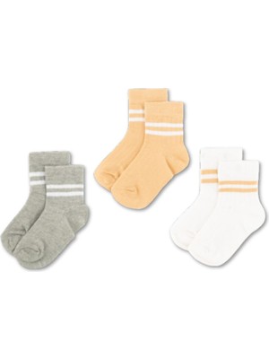 Novibaby 3'lü Pamuklu Çocuk Kolej Soket Çorap Bebek Unisex Kız Kadın Erkek Okul Çorabı, Beyaz Siyah Pembe