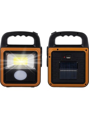 Powermaster HS-8020C Cob Ledli Solarlı 4 Kademeli USB Powerbank Çıkışlı Şarjlı Işıldak Fener