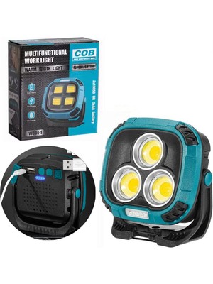 Powermaster MX-W891 4000K - 7000K - Kırmızı 3 Cob Ledli 30 Watt Çok Fonksiyonlu Çalışma Lambası (Powerbank)