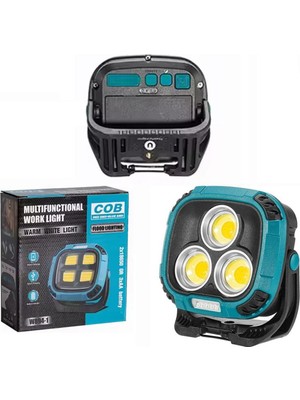 Powermaster MX-W891 4000K - 7000K - Kırmızı 3 Cob Ledli 30 Watt Çok Fonksiyonlu Çalışma Lambası (Powerbank)