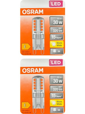 Osram 2,6W (30W) 2700K (Sarı Işık) G9 Duylu LED Kapsül Ampul (2 Adet)