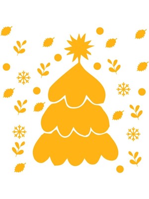 Tekno Trust Sarı Üstünde Kar Olan Yılbaşı Ağacı Sticker Çıkartma 100X100CM