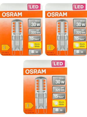 Osram 2,6W (30W) 2700K (Sarı Işık) G9 Duylu LED Kapsül Ampul (3 Adet)