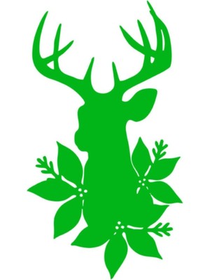 Tekno Trust Yılbaşı Süslemeleri Çiçek Desenli Geyik Süslemesi Cam Stickeri 55X100CM