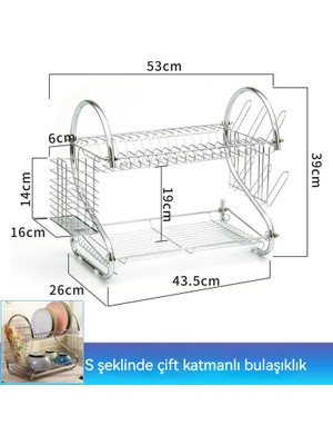 Hongxin S-Şekilli Mutfak Sofra Takımı Depolama Drenaj Rafı (Yurt Dışından)