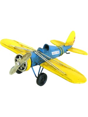 T.concept Dekoratif Dayanıklı Metal Uçak Sarı- Mavi Renk 1004A-3058