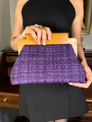 Jophiel Bahram Petite - Ahşap Burslu Kumaş Çanta, Clutch, El Çantası, Portföy, Kadın Çanta, Çanta