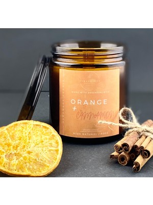 Stworkshop Orange & Cinnamon: Hediyelik Özel Tasarım Portakal ve Tarçın Kokulu 500GR Büyük Mum  %100 Doğal Vegan Soya Wax  Özel Hediye Paketi ve Sürpriz Hediye