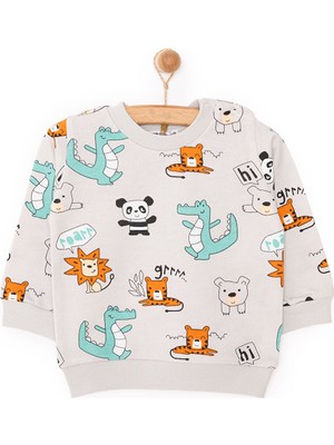 Hellobaby Basic Az Şardonlu Aslan Desenli Sweatshirt Erkek Bebek