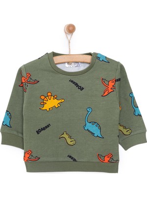 Hellobaby Basic Az Şardonlu Dinozor Desenli Sweatshirt Erkek Bebek