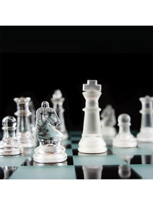 Woody Sofia Glass Chess Cam Satranç Takımı (25  cm  x 25  cm )