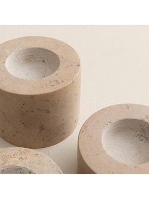 Circle Mermer Mumluk 8x4 cm Natural