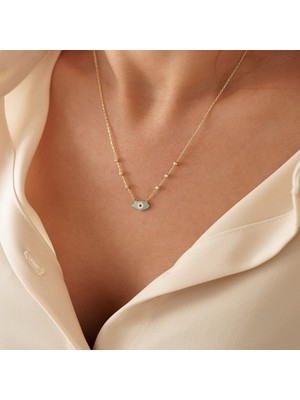 Dorikalı Mini Nazar Altın Kolye