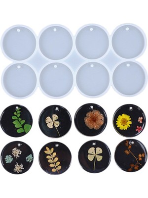 Tahtakale Toptancı Epoksi Çoklu Silikon Kalıp Anahtarlık Daire Yuvarlak Delikli Kolye Küpe Kalıbı 5 cm 8'li